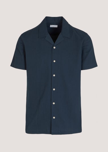 Navy Seersucker Short Sleeve Shirt