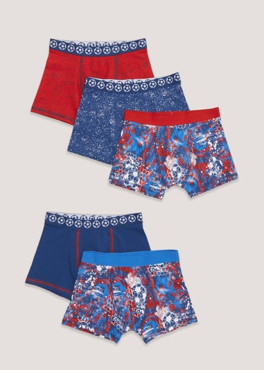 Boys 5 Pack Red Football Trunks (4-13yrs)