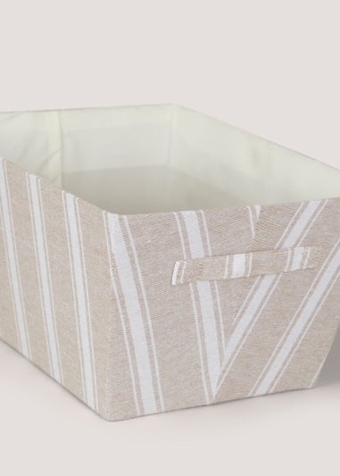 Beige Stripe Fabric Storage Tray (43cm x 33cm x 23cm)