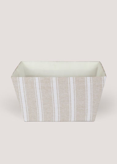 Beige Stripe Fabric Storage Tray (43cm x 33cm x 23cm)