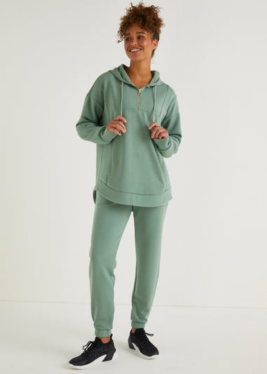 Souluxe Khaki Modal Half Zip Sports Hoodie