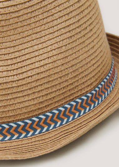 Boys Mini Me Natural Trilby Hat (7-13yrs)