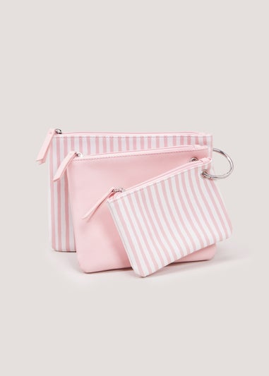 3 Pack Pink Stripe Pouches