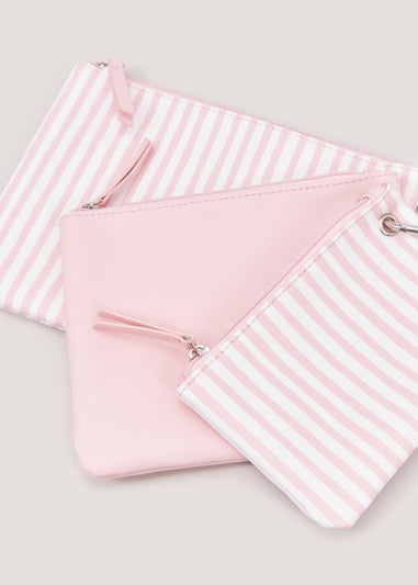 3 Pack Pink Stripe Pouches