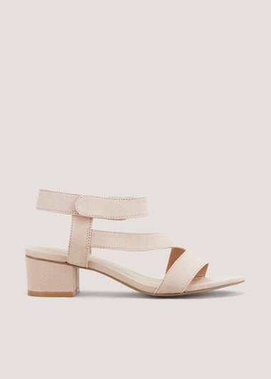 Taupe Wide Fit Low Block Heels