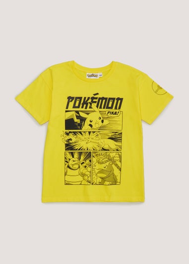 Boys Yellow Pokemon Pikachu T-Shirt (4-12yrs)