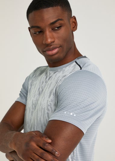 Souluxe Grey Jacquard Camo Sports T-Shirt