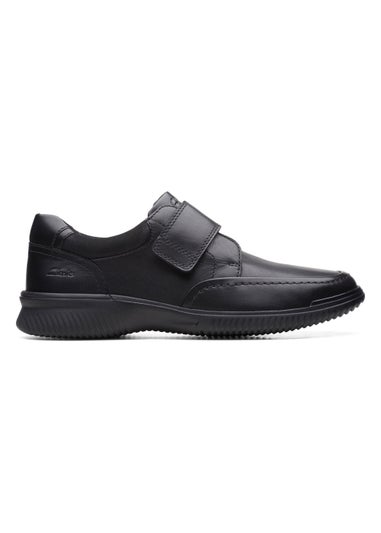 Clarks Black Donaway Strap Leather Shoes