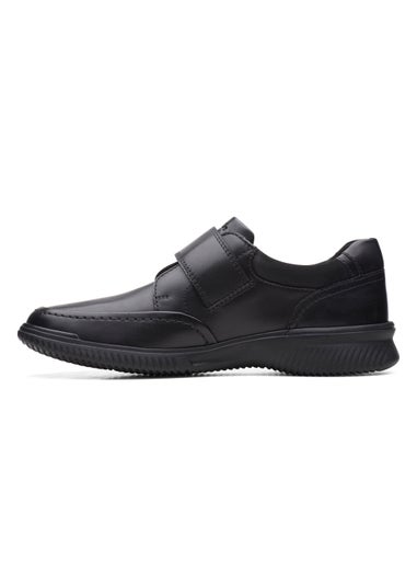 Clarks Black Donaway Strap Leather Shoes