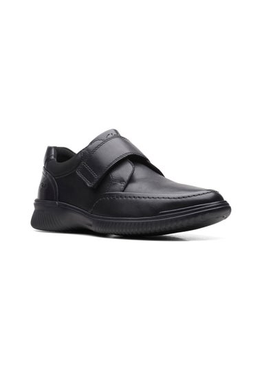 Clarks Black Donaway Strap Leather Shoes