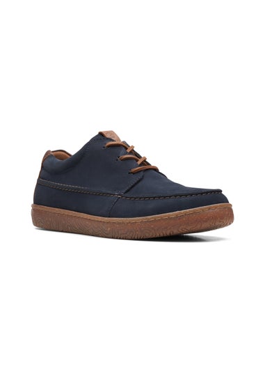 Clarks Navy Hodson Suede Moccasin Shoes