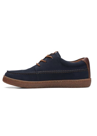 Clarks Navy Hodson Suede Moccasin Shoes