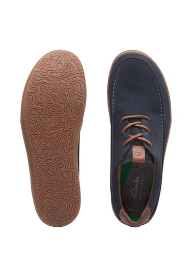 Clarks Navy Hodson Suede Moccasin Shoes