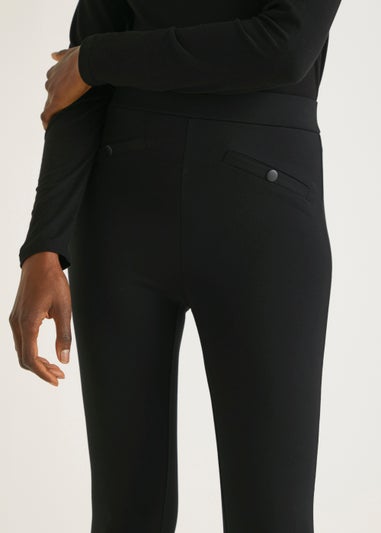 Papaya Petite Black Button Pocket Body Shaper Leggings - Matalan