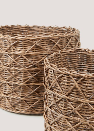 2 Pack Rattan Effect Planters