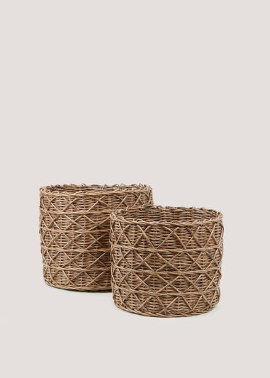 2 Pack Rattan Effect Planters