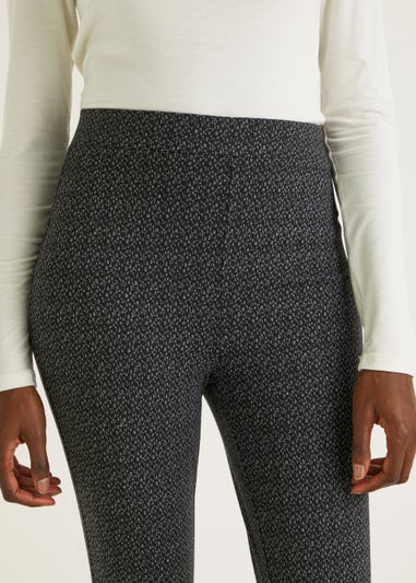 Grey Check Textured Leggings