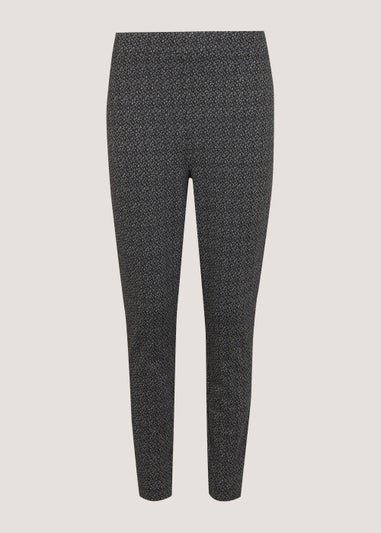 Grey Check Textured Leggings