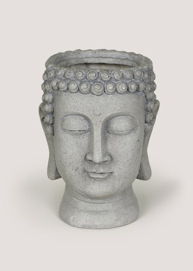 Grey Buddha Head Outdoor Planter (19cm x 18cm x 22cm) - Matalan