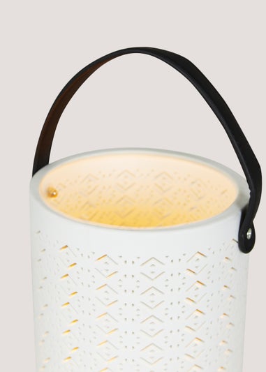 White Large Ceramic Outdoor Lantern (17.5cm x 16.5cm x 29.5cm)