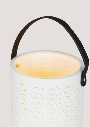 White Medium Ceramic Outdoor Lantern (13.5cm x 12cm x 22.5cm)