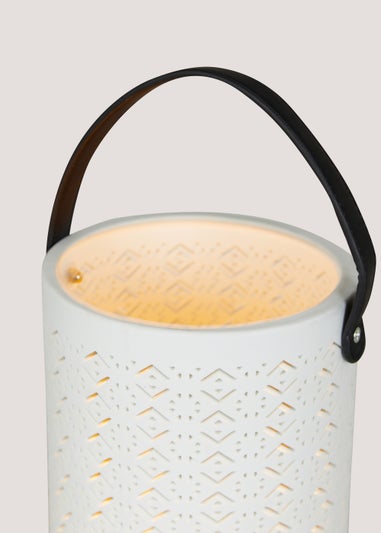 White Small Ceramic Outdoor Lantern (10cm x 9cm x 12cm)