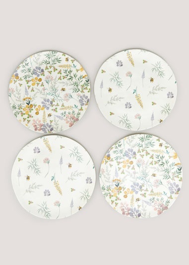 4 Pack Floral Outdoor Plates (28cm x 28cm x 2cm)