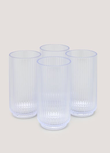 4 Pack Ribbed Outdoor Tumblers (8.5cm x 8.5cm x 15cm)