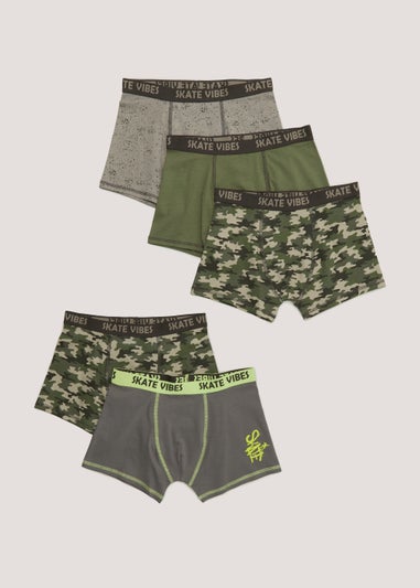 Boys 5 Pack Khaki Camo Trunks (4-13yrs)