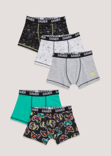 Boys 5 Pack Gamer Trunks (4-13yrs)