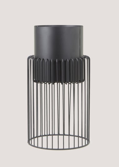 Black Ribbed Planter (47cm x 25cm x 25cm)