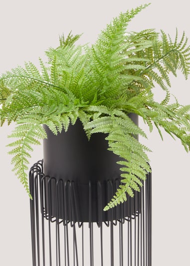 Black Ribbed Planter (47cm x 25cm x 25cm)