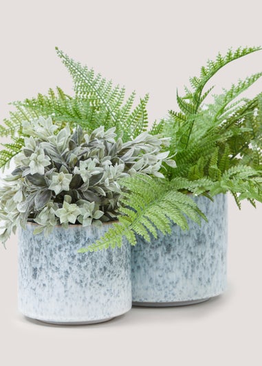 2 Pack Blue & White Reactive Planters