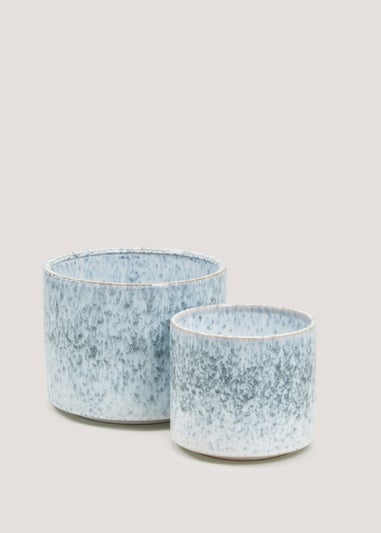 2 Pack Blue & White Reactive Planters