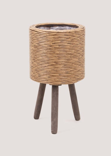 Natural Small Rattan Effect Outdoor Planter (22cm x 22cm x 40cm)