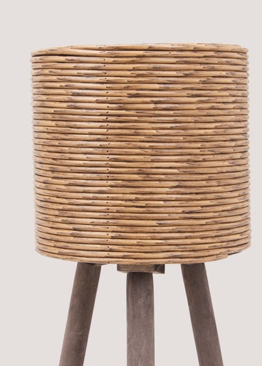 Natural Small Rattan Effect Outdoor Planter (22cm x 22cm x 40cm)