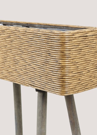 Natural Rattan Effect Trough Outdoor Planter (55cm x 18cm x 62cm)