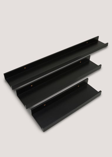 Set of 3 Black Picture Shelves