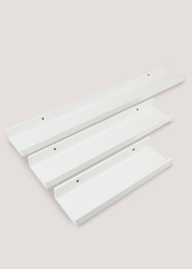 Set of 3 White Picture Shelves