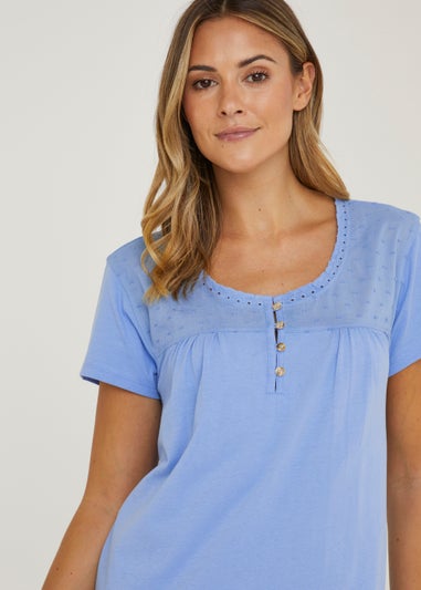 Blue Woven Jersey Nightie - Matalan