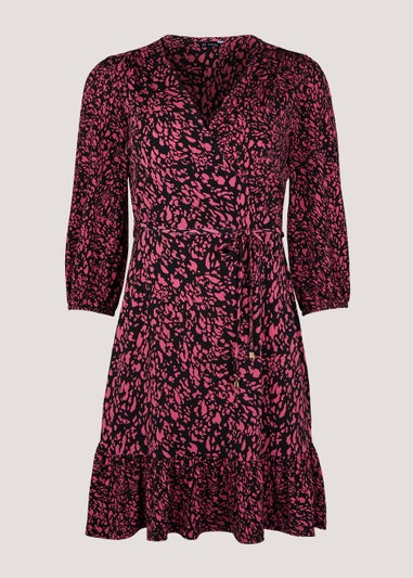 Et Vous Pink Print Wrap Dress