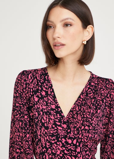 Et Vous Pink Print Wrap Dress