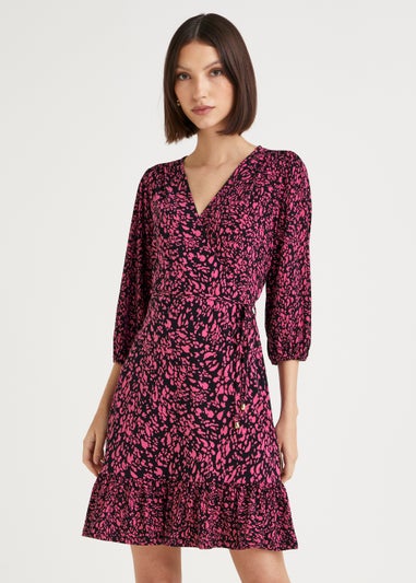 Et Vous Pink Print Wrap Dress