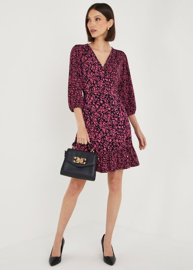 Et Vous Pink Print Wrap Dress