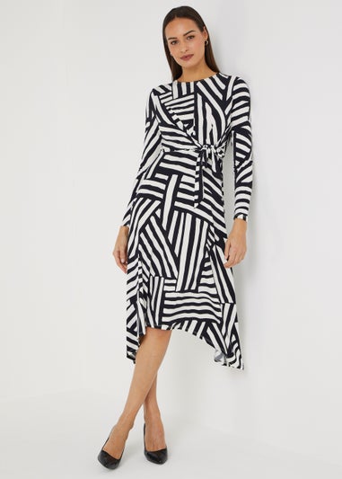 Et Vous Black Stripe Knot Midi Dress