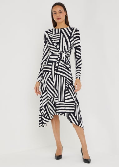 Et Vous Black Stripe Knot Midi Dress