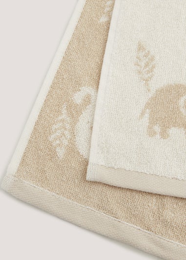 Cream Elephants 100% Cotton Towels