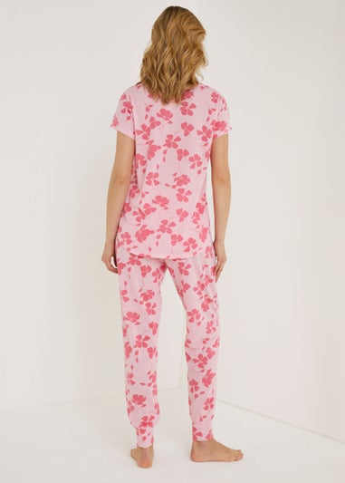 Pink Floral Cuffed Pyjama Set