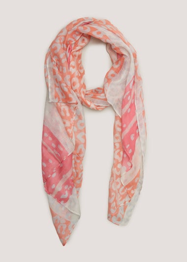 Coral Animal Print Woven Scarf
