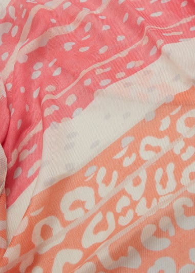 Coral Animal Print Woven Scarf